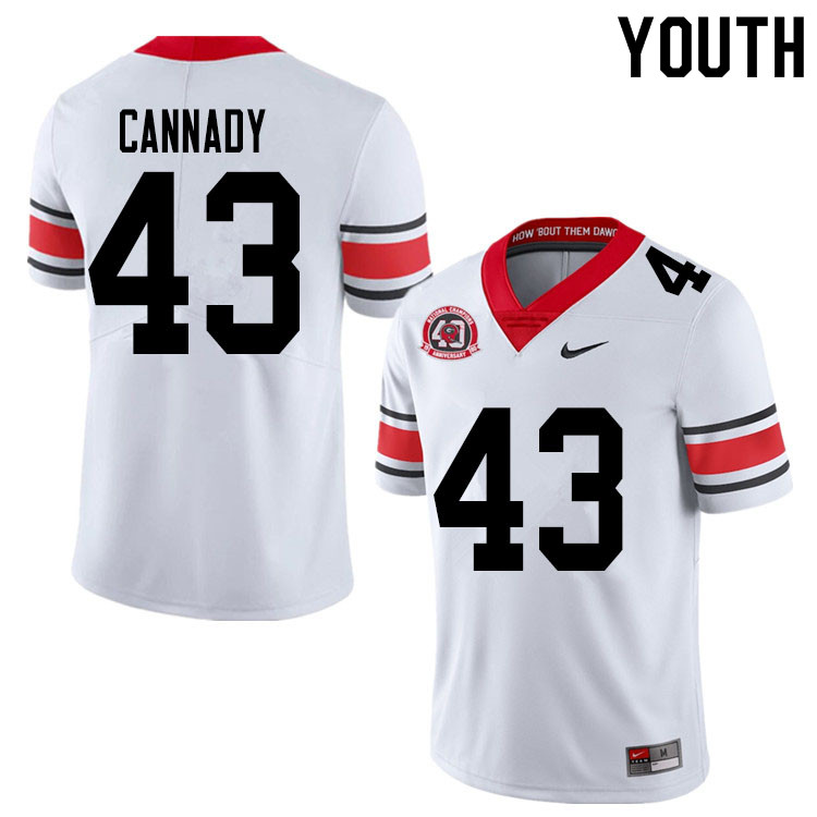 2020 Youth #43 Jehlen Cannady Georgia Bulldogs 1980 National Champions 40th Anniversary College Foot
